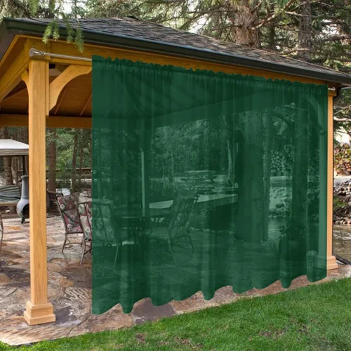 Vista 15 de SpaceDresser - Cortinas transparentes impermeables para exterior para patio - 2 paneles con bolsillo para barra, cortinas de gasa transparentes