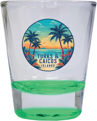 Vista 5 de Turks And Caicos Design D Souvenir - Vaso de chupito redondo de 1.5 onzas, color azul, paquete de 2