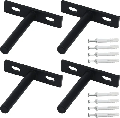 Vista 16 de Antrader Soporte de Estante Flotante Negro, 4 Piezas Soportes Ocultos de Estante de 2 Pulgadas Soporte Ciego de Estante Soportes Ocultos