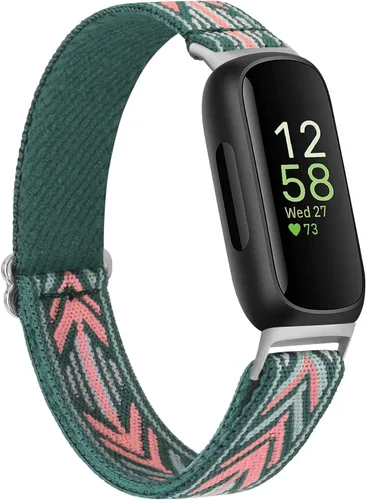 Vista 10 de Vancle Correas elásticas para Fitbit Inspire 3 para mujeres, bandas ajustables y transpirables de nylon elástico compatibles con Fitbit Inspire 3