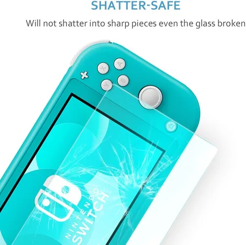Vista 4 de TJS Nintendo Switch Lite - Protector de pantalla vidrio templado 2 piezas funciona mientras se acopla, 0.012in de grosor, sin burbujas, ultra