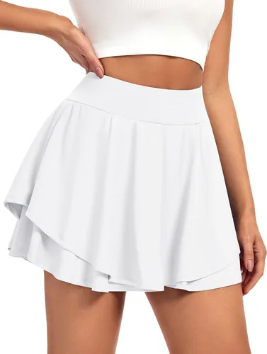 Vista 2 de IUGA Faldas de tenis para mujer con bolsillos, pantalones cortos atléticos para golf, faldas para mujer, de cintura alta, para correr, entrenamiento
