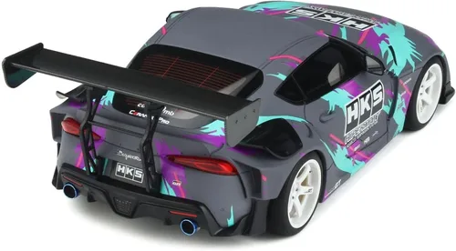 Vista 7 de GR Supra HKS 2019 Gris con gráficos Modelo 1/18 de GT Spirit GT407