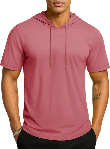 Vista 13 de TACVASEN Short Sleeve Hoodies for Men Cotton Hoodies Summer Sweatshirt Lightweight Breathable Workout Shirts Pullover Verde militar