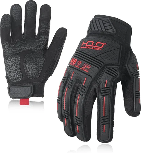 Vista 18 de HANDLANDY Anti Vibration Gloves, SBR Padding, TPR Protector, Mechanic Work Gloves