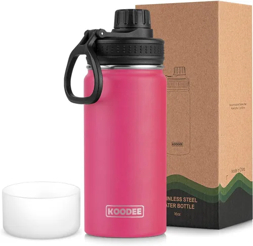 Vista 126 de koodee Botella de agua para niños, botella de agua de acero inoxidable de 12 onzas con aislamiento al vacío para la escuela, botella de agua de boca