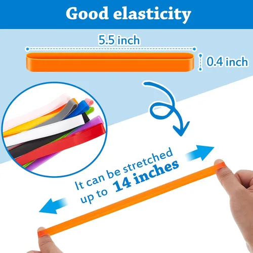 Vista 3 de Fabbay 36 bandas elásticas de silicona de 5.5 pulgadas para cuadernos, arte, trampas para cangrejos, ejercicio, cocina (color arcoíris)