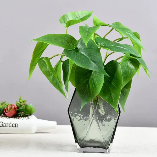 Vista 4 de 2 hojas artificiales de seda de lirio de cala, plantas artificiales de bonsái, plantas verdes para interiores y exteriores, hogar, oficina