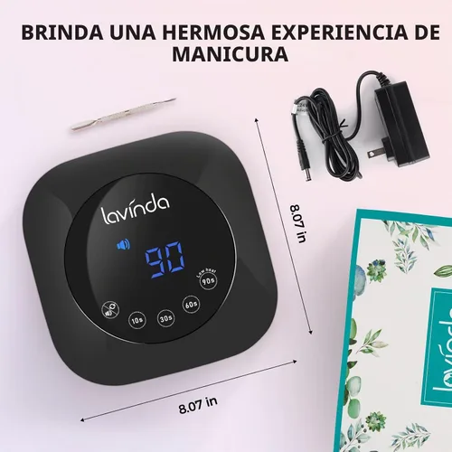 Vista 8 de Lámpara de uñas UV LED Lavinda, luz UV de 54W para esmalte de gel acrílico, lámpara de gel profesional con sensor automático, secador de uñas
