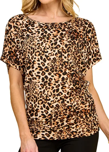 Vista 47 de Made By Johnny Camiseta de manga corta Dolman con cuello barco y dobladillo curvado para mujer, ajuste holgado Wt1037_aqua