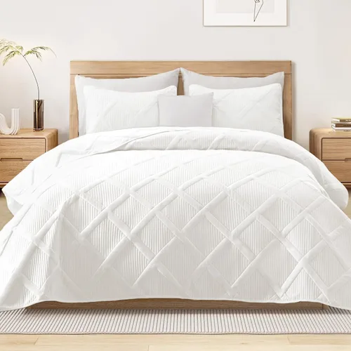 Vista 9 de Exclusivo Mezcla Twin Size Quilt Set, Black Soft Bedspreads with 1 Pillow Sham, Modern Striped Pattern, Lightweight Bedding Set Coverlets for All