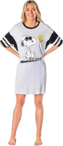 Vista 4 de INTIMO Peanuts Joe Cool Snoopy Woodstock - Camisón de pijama para mujer Gris