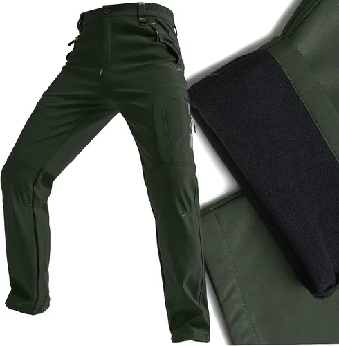 Vista 4 de Toomett Pantalones de nieve para senderismo para hombre, esquí, invierno, con forro polar, repelente al agua, campamento, caminar, pesca
