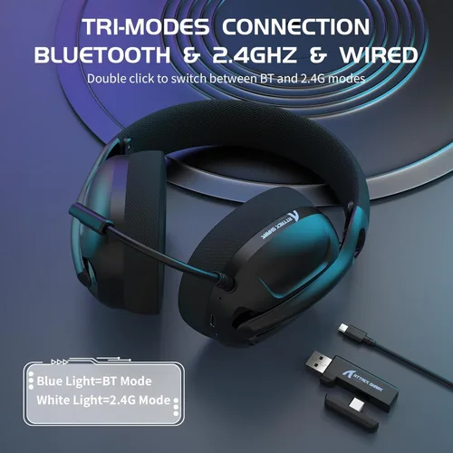 Vista 2 de ZIYOU LANG Auriculares inalámbricos para juegos L80 Ultralight Over Ear Tri Negro