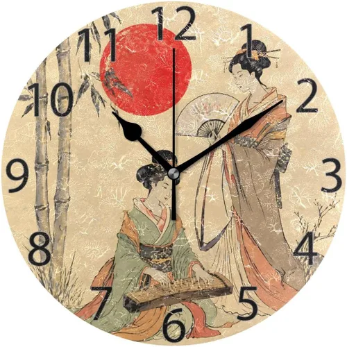 Vista 5 de ALAZA - Reloj de pared redondo con mapa étnico de África, silencioso, sin tictac, pintura al óleo para el hogar, oficina, escuela, arte decorativo