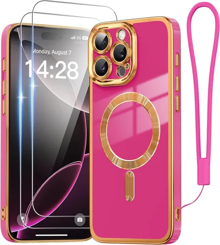 Vista 12 de Meifigno Funda para iPhone 16 Pro Max de 6.9 pulgadas, [correa de muñeca y 2 protectores de pantalla] [protección de cámara elevada envolvente]