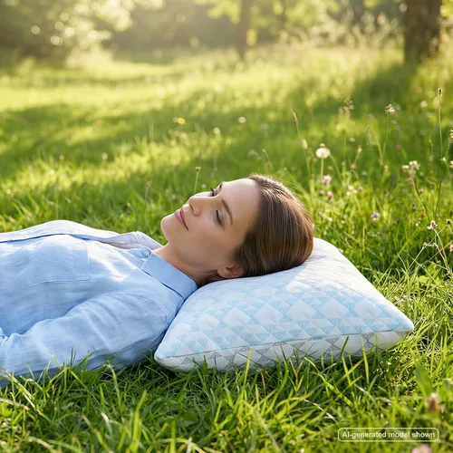 Vista 2 de Almohadas refrescantes de espuma viscoelástica triturada: juego de 2