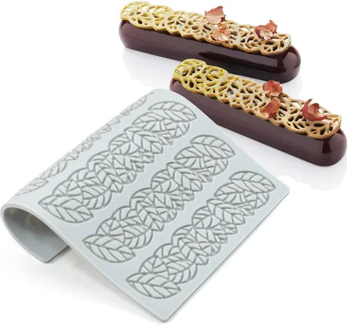 Vista 12 de Moldes de silicona de hojas huecas, moldes de chocolate con forma de corazón, geometría, molde de silicona 3D, molde de hojas de caramelo