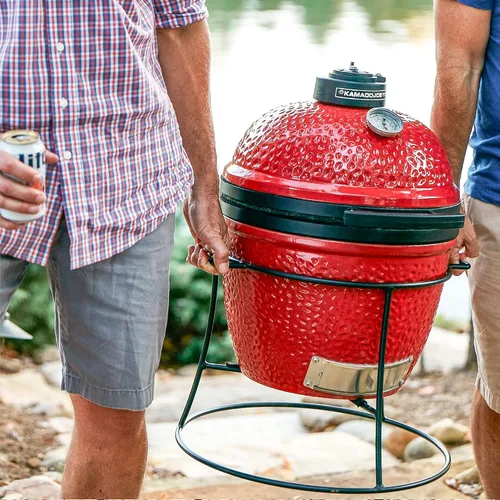 Vista 7 de Kamado Joe Joe Jr KJ15080420 - Parrilla de carbón de cerámica portátil de 13.5 pulgadas con mango superior y doble costura en negro