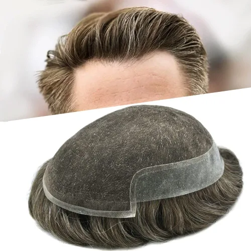 Vista 68 de Tupé de encaje suizo para hombres, piezas de cabello humano real, encaje frontal, sistema de reemplazo de cabello tipo tupé, nudo blanqueado, línea