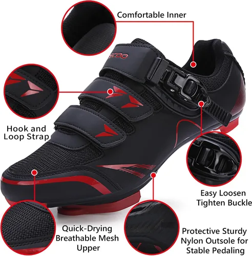 Vista 4 de KESCOO Zapatos de ciclismo para hombre y mujer, compatibles con zapatos de bicicleta Peloton y tacos Delta preinstalados, clip en bicicleta