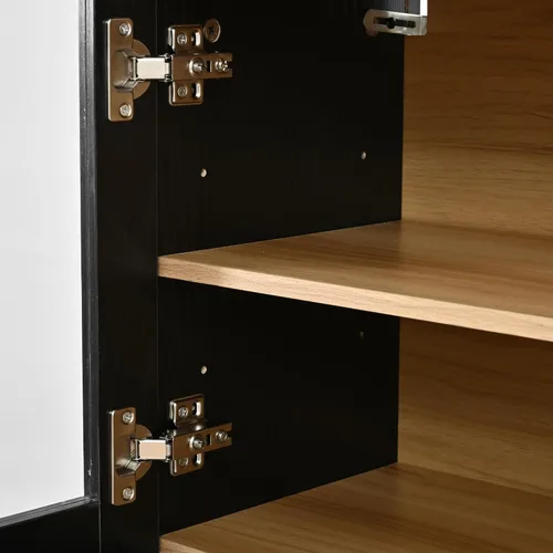 Vista 7 de Despensa arqueada de granja con estación de carga integrada e iluminación LED, almacenamiento de cocina de 74.8 pulgadas de alto con estantes