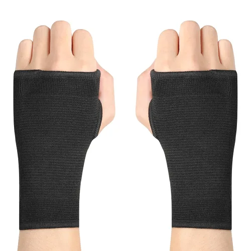 Vista 9 de Muñequera de soporte para la palma, muñequera de uso diario, túnel carpiano de compresión para aliviar el dolor de muñeca, guantes de fitness, Negro