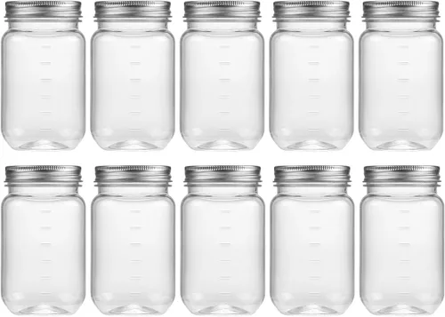 Vista 15 de Novelinks - Recipientes de plástico transparente (16 onzas) 5 Pack, Black, Plastic Containers with Lids, Decorative Jars, Storage Jars, Candy