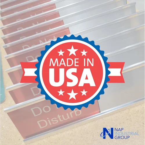 Vista 4 de Placas y letreros deslizantes deslizantes de aluminio satinado de calidad personalizable, 6 x 1, fabricados en los Estados Unidos (rojo/verde)