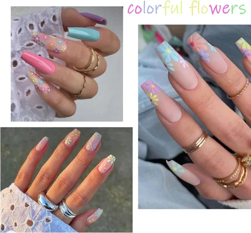 Vista 2 de Calcomanías de arte de uñas de flores 5D en relieve, calcomanías de uñas autoadhesivas para primavera y verano, accesorios de flores 3D