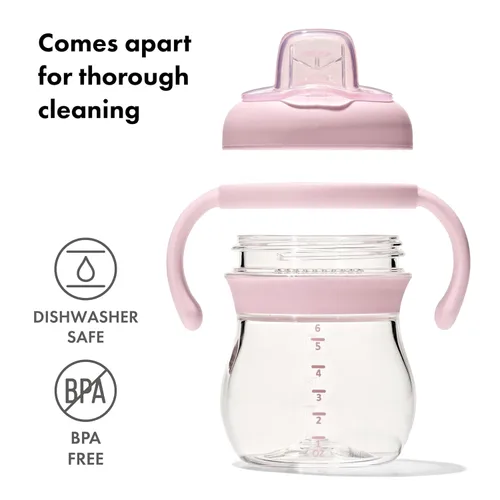 Vista 3 de OXO Tot Transitions - Vaso para sorber de boquilla suave con asas extraíbles, 6 onzas, flor