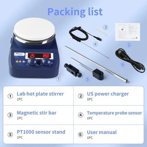 Vista 3 de Agitador magnético con soporte de soporte, máximo 536 ℉/280 ℃