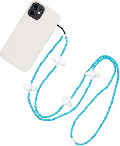 Vista 43 de Beaded Phone Charm Lanyard Strap Crossbody Fixed Beads Pearl Neck Chain
