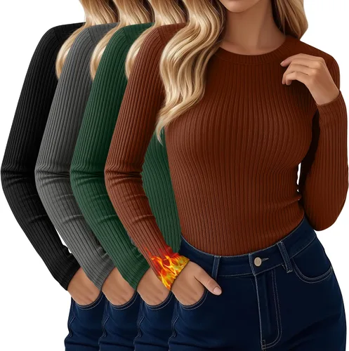 Vista 8 de Paquete de 4 camisas térmicas de manga larga acanaladas