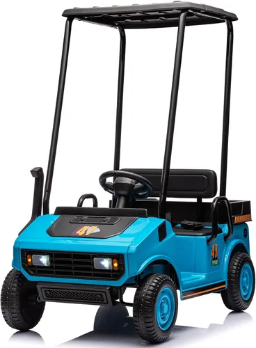Vista 9 de Carrito de golf de 12 V para niños y niñas de 2 plazas, juguetes eléctricos, color negro