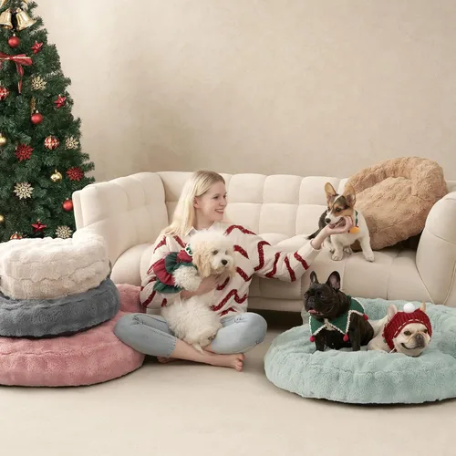 Vista 8 de EHEYCIGA Sofá cama suave para gatos de interior, cama extra pequeña esponjosa para perros con funda extraíble lavable, sofá para mascotas, Camello
