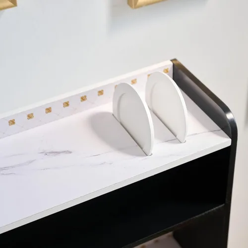 Vista 12 de Teamson Kids Juego de cocina de madera para niños pequeños con accesorios, juego de cocina simulada para niños de 3 años en adelante, juego de Negro