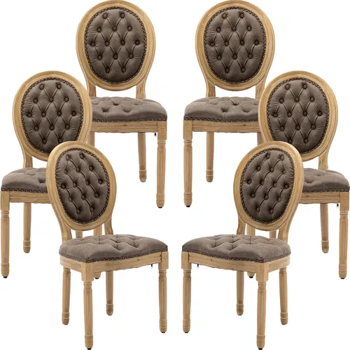 Vista 72 de ODUSE-DAILY French Country - Juego de 2 sillas de comedor de color caramelo, sillas de cocina y comedor, sillas de cocina de piel sintética, Ámbar