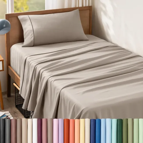 Vista 19 de Bare Home Juego de Sábanas Twin - Sábanas de Cama de Microfibra Ultra-Suave 1800 - Doble Cepillado - Bolsillos Profundos - Ajuste Fácil - Extra