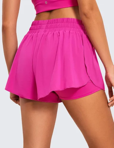 Vista 2 de CRZ YOGA Pantalones cortos de correr 2 en 1 para mujer de 3 pulgadas - Faldas de secado rápido de cintura alta para tenis, entrenamiento, atletismo