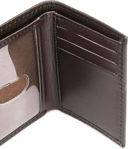 Vista 5 de Caterpillar Billetera triple de cuero para hombre con ventana de identificación