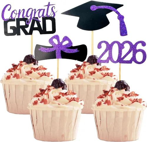 Vista 12 de YuBoBo 2019 - Decoración para magdalenas, decoración para las magdalenas de la fiesta de graduación, año 2019, juego de 48 piezas, 48 pizas