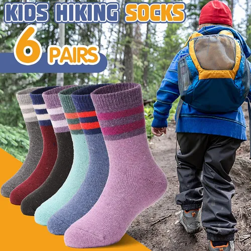 Vista 92 de ANTSANG Calcetines de Lana, Calcetines Térmicos Cálidos y Gruesos Tipo Crew Boot para Niños Pequeños, Niños y Niñas, 6 Pares