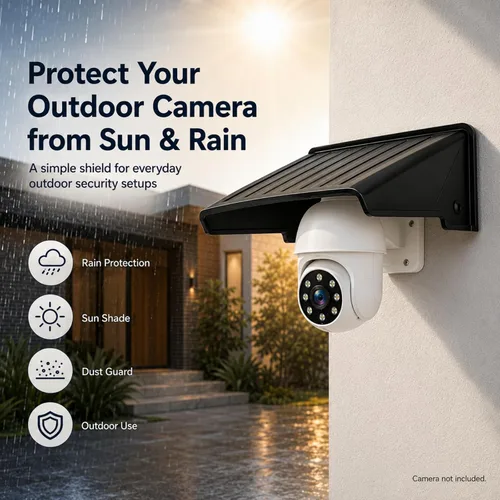 Vista 2 de jojofuny Cubierta de lluvia para cámara de seguridad para exteriores, protector solar de plástico negro para cámaras domo Bullet PTZ, techo