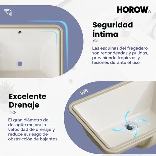 Vista 3 de HOROW Lavabo de Baño Rectangular para Montaje Inferior, Lavabo Rectangular de Vasija de 20 x 15 Pulgadas con Rebosadero, Lavabo de Cerámica Blanca