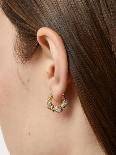 Vista 34 de Aretes de aro gruesos de oro para mujer, chapados en oro de 14 quilates, aretes de aro triple, hipoalergénicos, a la moda, aretes de aro gruesos