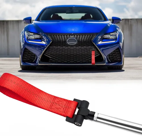 Vista 8 de Xotic Tech - Adaptador de orificio de remolque estilo JDM negro con correa de remolque compatible con Lexus es CT RC RX GS ISF
