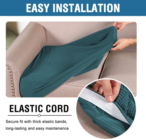 Vista 73 de H.VERSAILTEX - Fundas elásticas para cojín de sofá individual, fundas de asiento para silla de sofá, protector de cojín con tejido jacquard de sarga