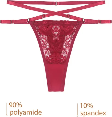 Vista 4 de Tangas de encaje floral para mujer, sexy, con espalda en T, cintura baja, bragas resistentes