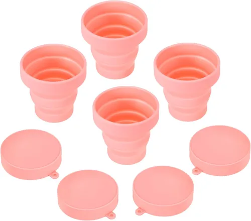 Vista 9 de PATIKIL Taza de viaje plegable, paquete de 4 vasos de agua plegables de viaje de 5.7 fl oz, taza de silicona portátil para acampar senderismo al Azul